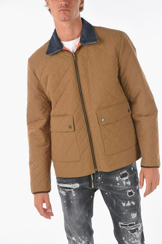 giacca a vento reversibile con colletto in denim