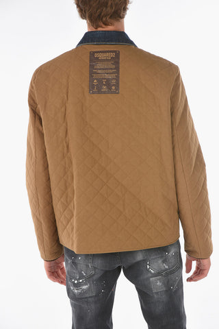 giacca a vento reversibile con colletto in denim