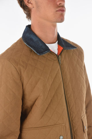 giacca a vento reversibile con colletto in denim