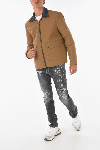 giacca a vento reversibile con colletto in denim