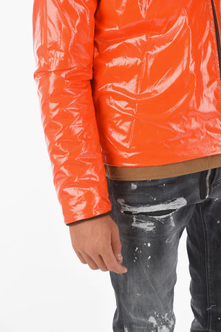 giacca a vento reversibile con colletto in denim