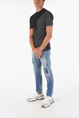 Two-To0ne Back Printed COOL FIT Crew-Neck T-shirt
