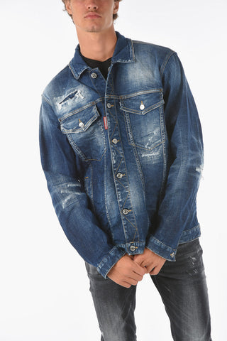 giubbotto OVER in denim stretch con doppio taschino