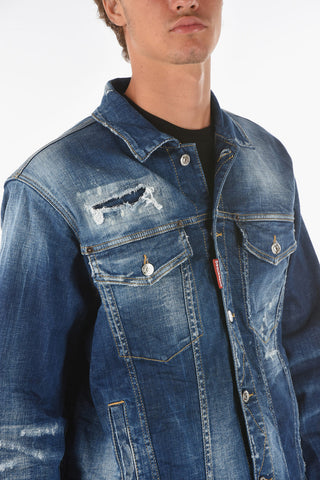giubbotto OVER in denim stretch con doppio taschino