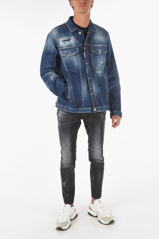 giubbotto OVER in denim stretch con doppio taschino
