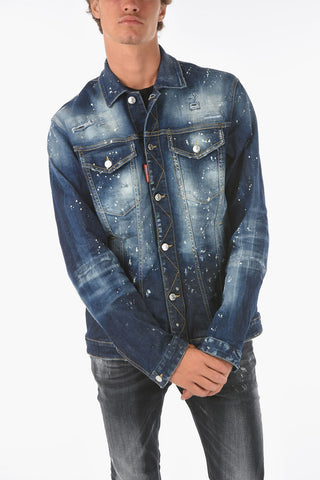 double breast pocket vintage effect denim OVER jacket