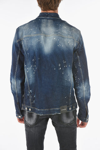 double breast pocket vintage effect denim OVER jacket