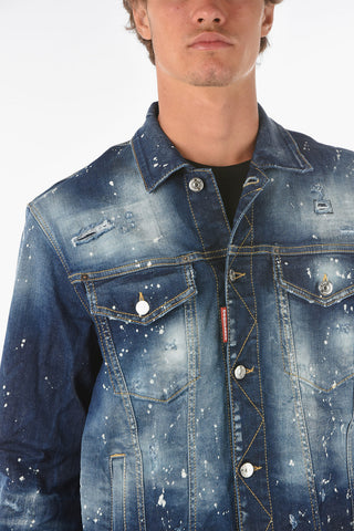 double breast pocket vintage effect denim OVER jacket