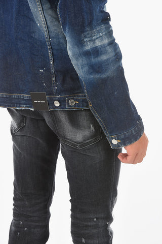 double breast pocket vintage effect denim OVER jacket