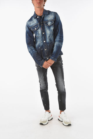 double breast pocket vintage effect denim OVER jacket