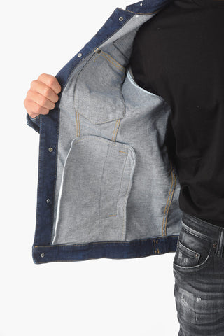 double breast pocket vintage effect denim OVER jacket