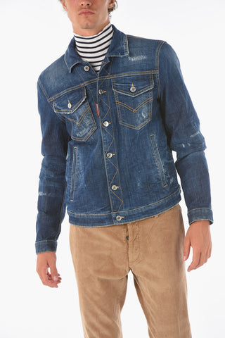 double breast pocket stretch denim DAN jacket