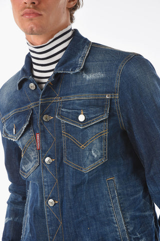 double breast pocket stretch denim DAN jacket