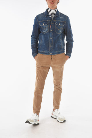 double breast pocket stretch denim DAN jacket