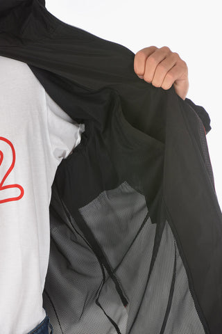 Hidden Closure Hooded Two-Tone Maxi Jacket