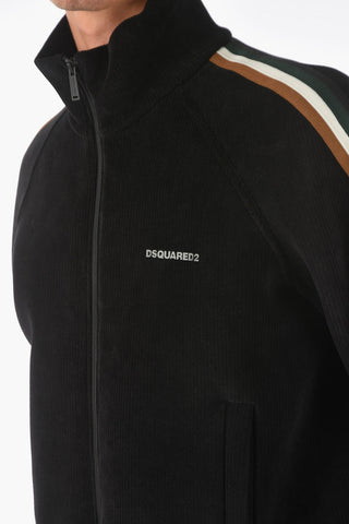 Contrasting Side Band Corduroy Sweatshirt