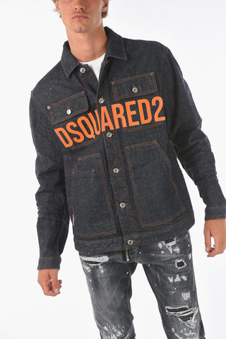 Front Logo Printed Denim Overshirt
