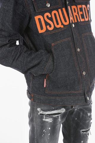 Front Logo Printed Denim Overshirt