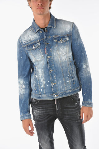 acid wash effect stretch denim DAN jacket