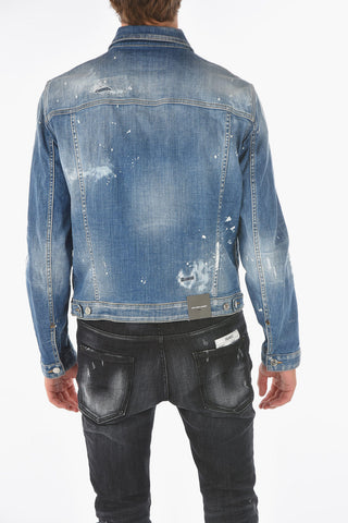 acid wash effect stretch denim DAN jacket