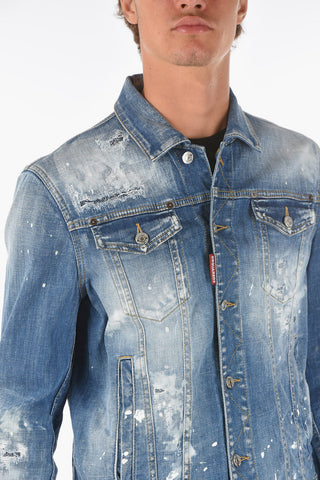 acid wash effect stretch denim DAN jacket