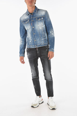 acid wash effect stretch denim DAN jacket