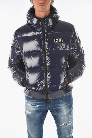 2 Pockets Glossy Down Jacket with Logo