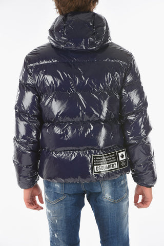 2 Pockets Glossy Down Jacket with Logo