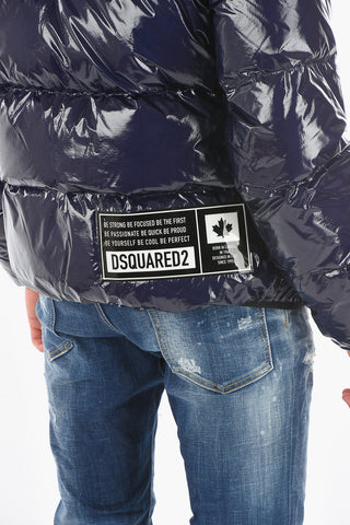 2 Pockets Glossy Down Jacket with Logo