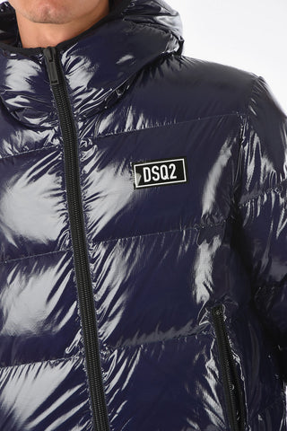 2 Pockets Glossy Down Jacket with Logo