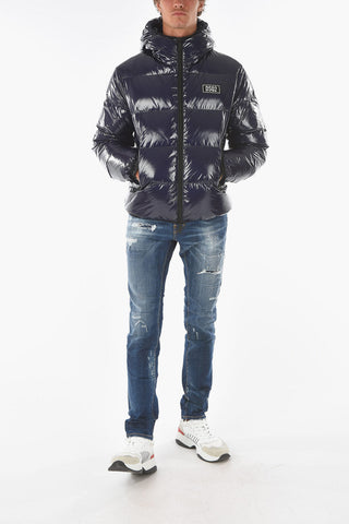 2 Pockets Glossy Down Jacket with Logo