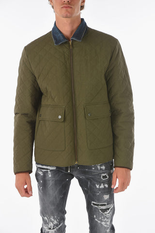 giacca a vento reversibile con colletto in denim