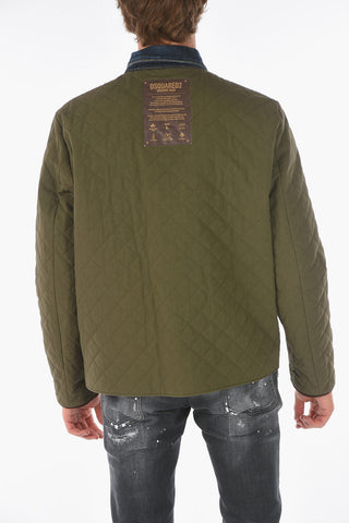 giacca a vento reversibile con colletto in denim