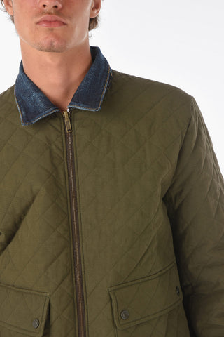 giacca a vento reversibile con colletto in denim