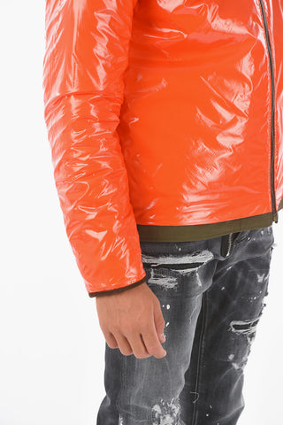 giacca a vento reversibile con colletto in denim