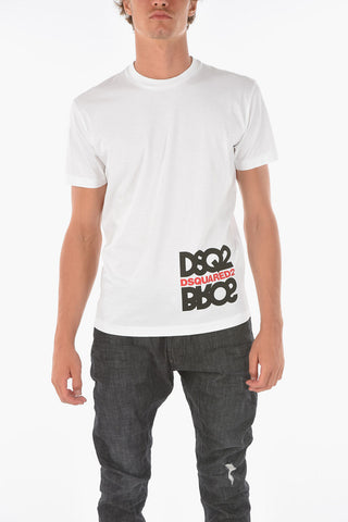 T-Shirt Girocollo a Tinta Unita con Stampa