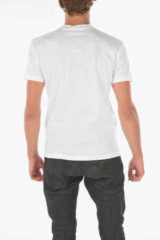 T-Shirt Girocollo a Tinta Unita con Stampa