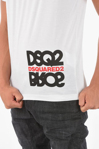 T-Shirt Girocollo a Tinta Unita con Stampa