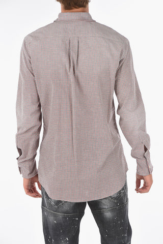 spread collar micro checked shirt