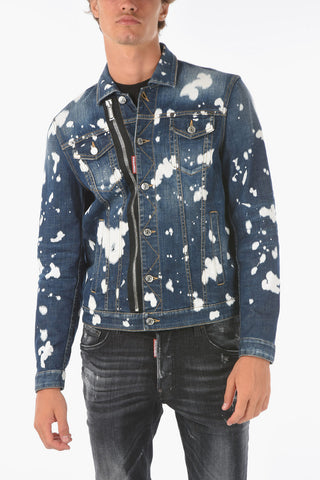 Acid Wash Effect Denim DAN Jacket with Silver Buttons