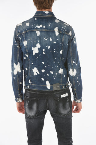 Acid Wash Effect Denim DAN Jacket with Silver Buttons