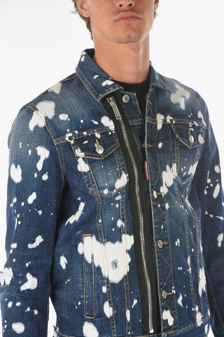 Acid Wash Effect Denim DAN Jacket with Silver Buttons