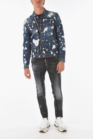 Acid Wash Effect Denim DAN Jacket with Silver Buttons