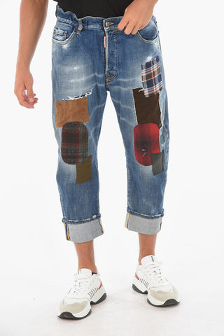 20cm cuffed hem BIG DEAN'S BROTHER jeans with patches