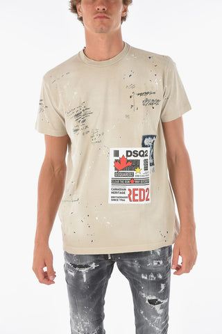 All Over Printed CIGARETTE FIT Crew-neck T-Shirt