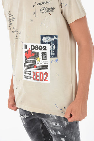 All Over Printed CIGARETTE FIT Crew-neck T-Shirt