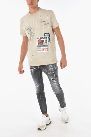 All Over Printed CIGARETTE FIT Crew-neck T-Shirt