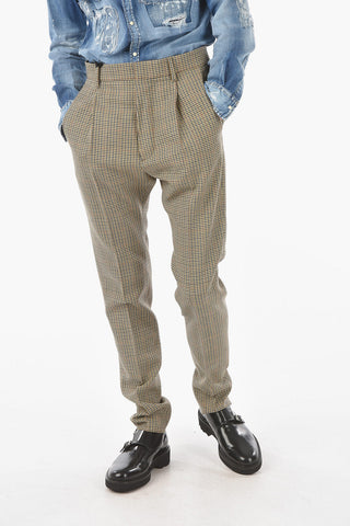 houndstooth patterned single pleat AVIATOR FIT pants