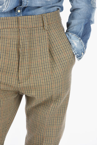 houndstooth patterned single pleat AVIATOR FIT pants