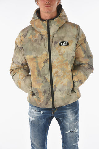 2 Pockets Camouflage Down Jacket with Hood